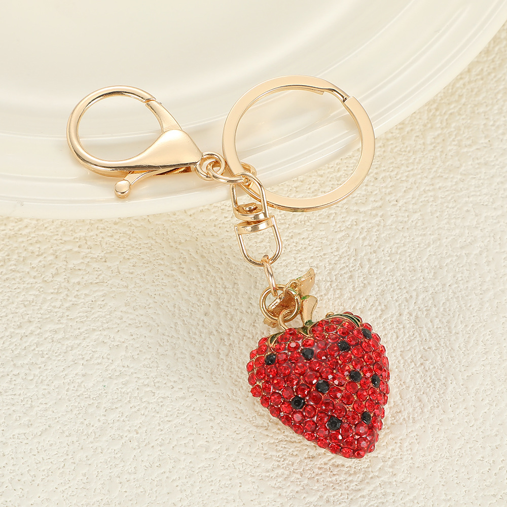 Rhinestone Strawberry Keychain Keyring NETBY