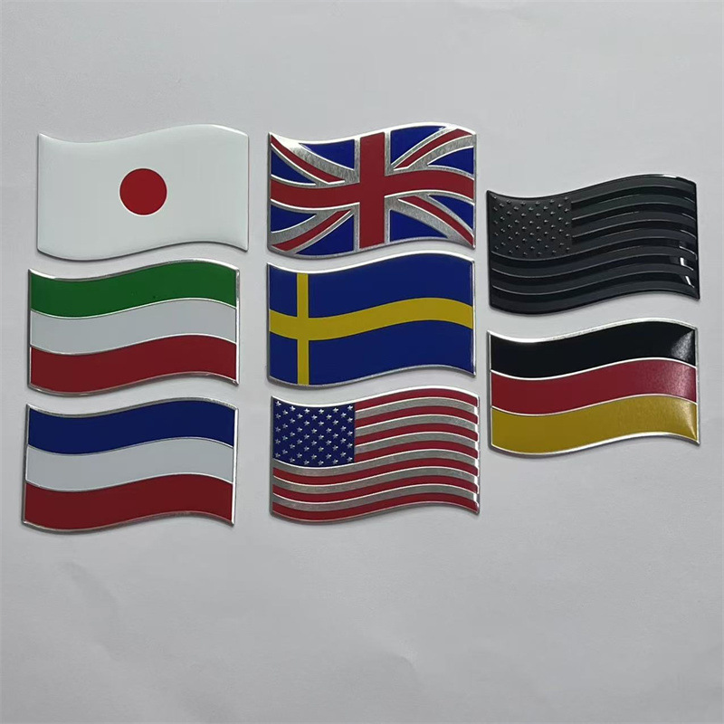Aluminum Alloy Car Sticker with National Flag of Italy Germany France Japan UK Netby