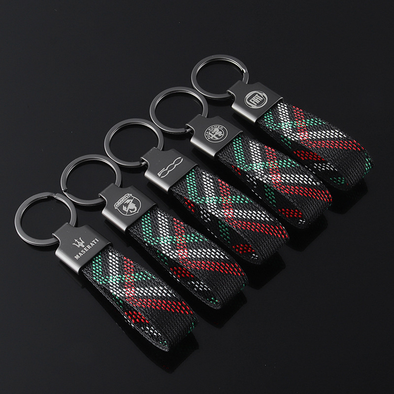 Knitting Car Logo Keychain Keyring Keyfob for Alfa Romeo Abarth Fiat 500 Maserati Netby