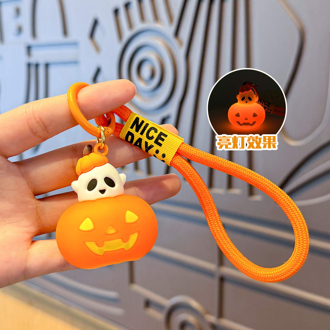 Silicon Festival Halloween Mischievous Pumpkin Lantern Bear Keychain Keyring Netby