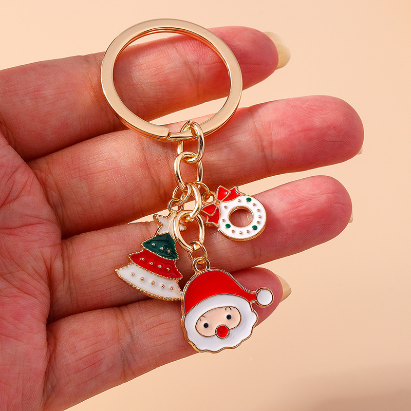 Festival Santa Clasu Tree Gift Box Christmas Keychain Keyring Netby
