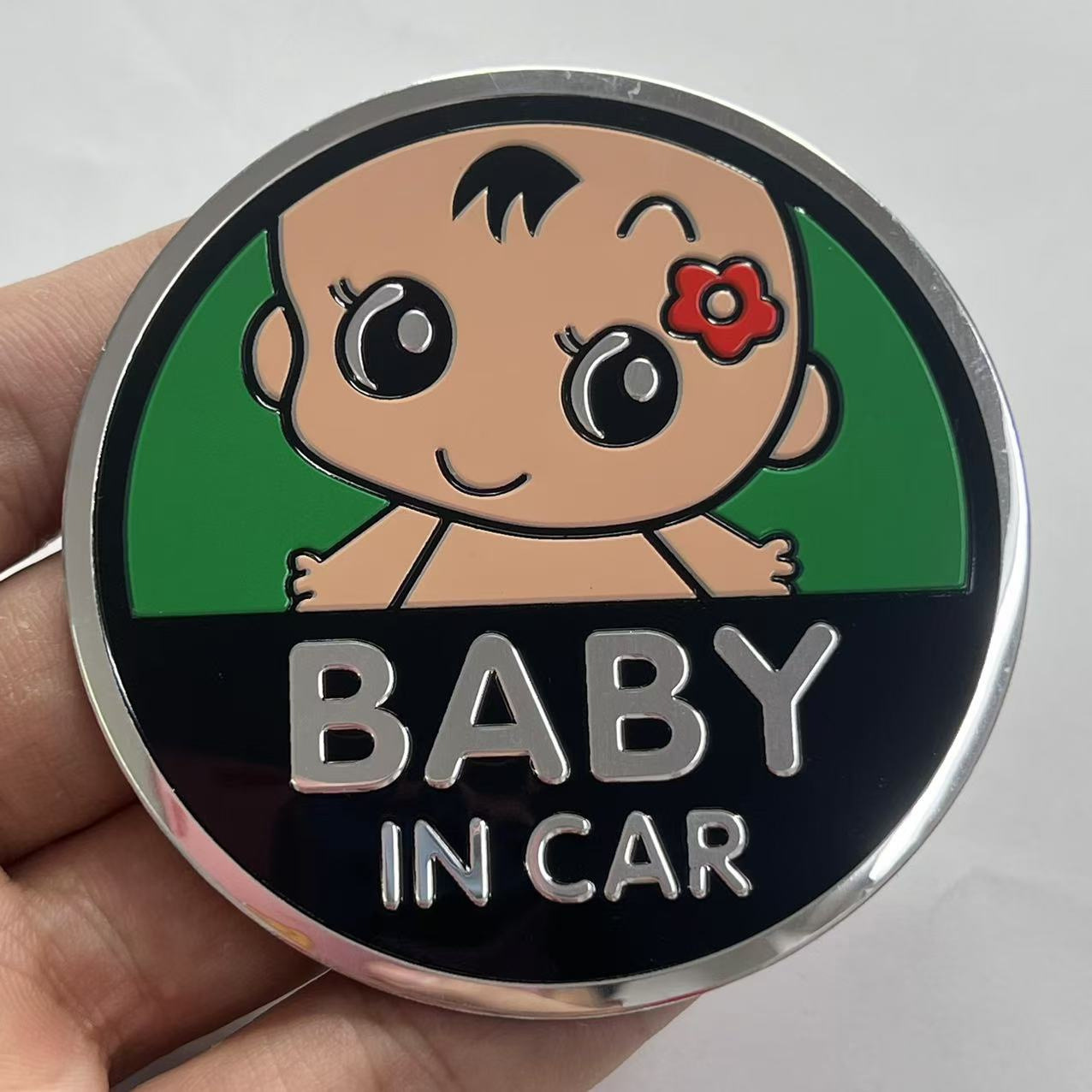 Metal BABY IN CAR Sticker Netby