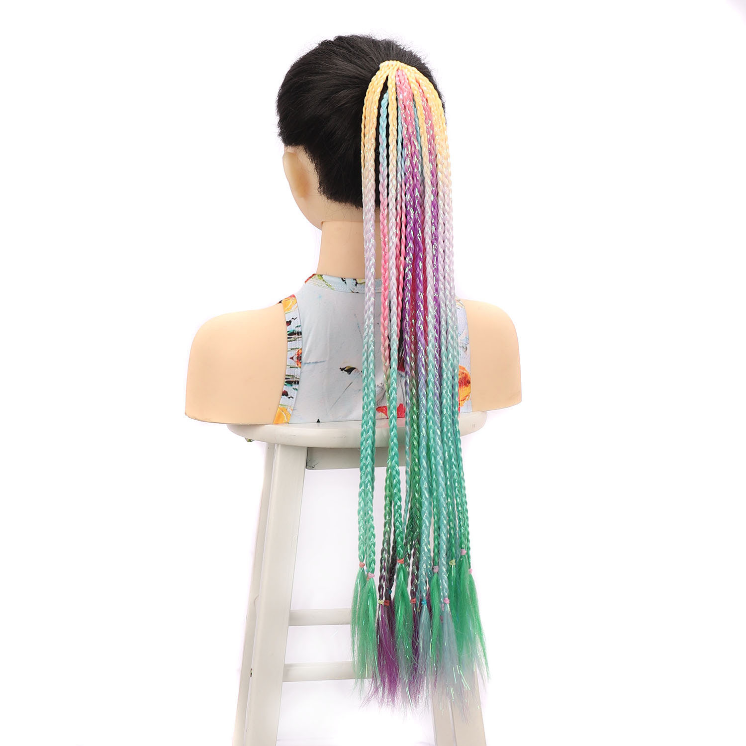 Synthetic Colorful Laser Wire Braids Ponytail Netby