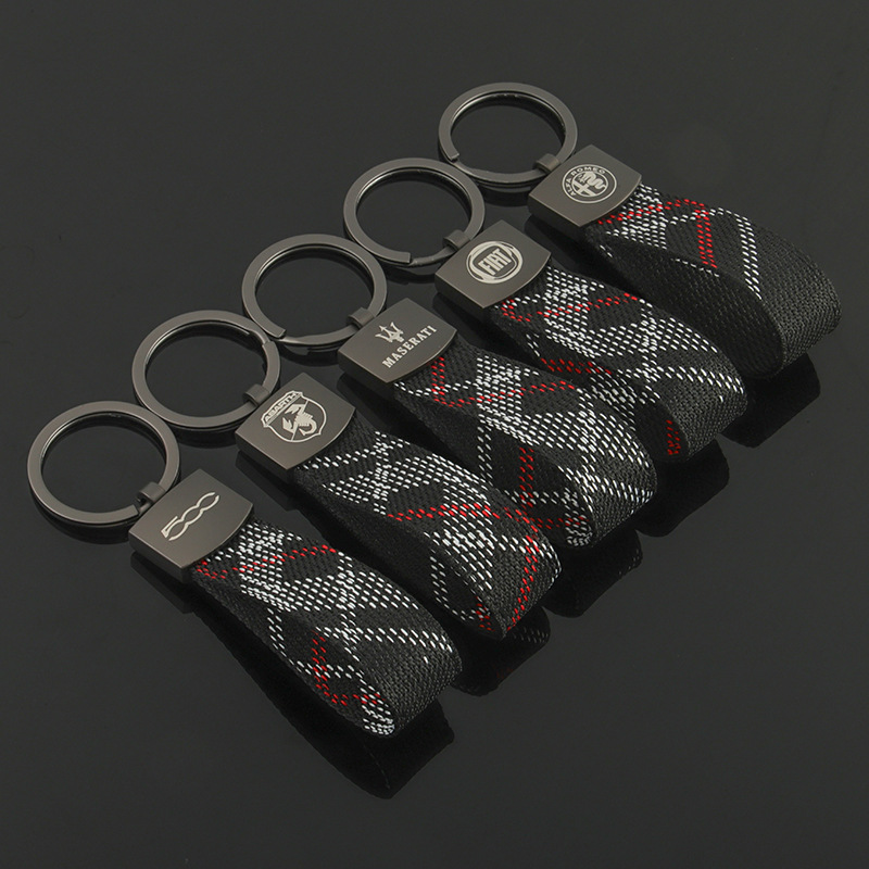 Knitting Car Logo Keychain Keyring Keyfob for Alfa Romeo Abarth Fiat 500 Maserati Netby