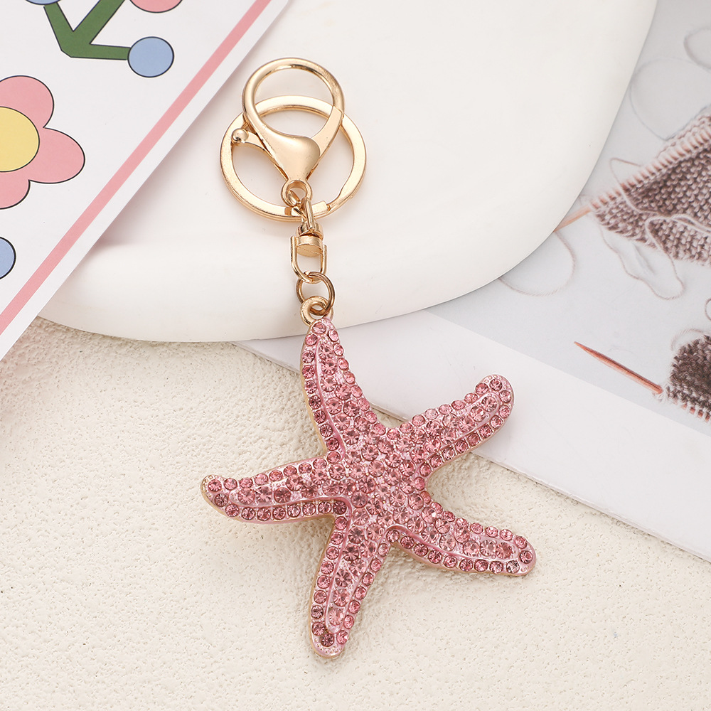 Rhinestone Starfish Keychain Keyring Netby