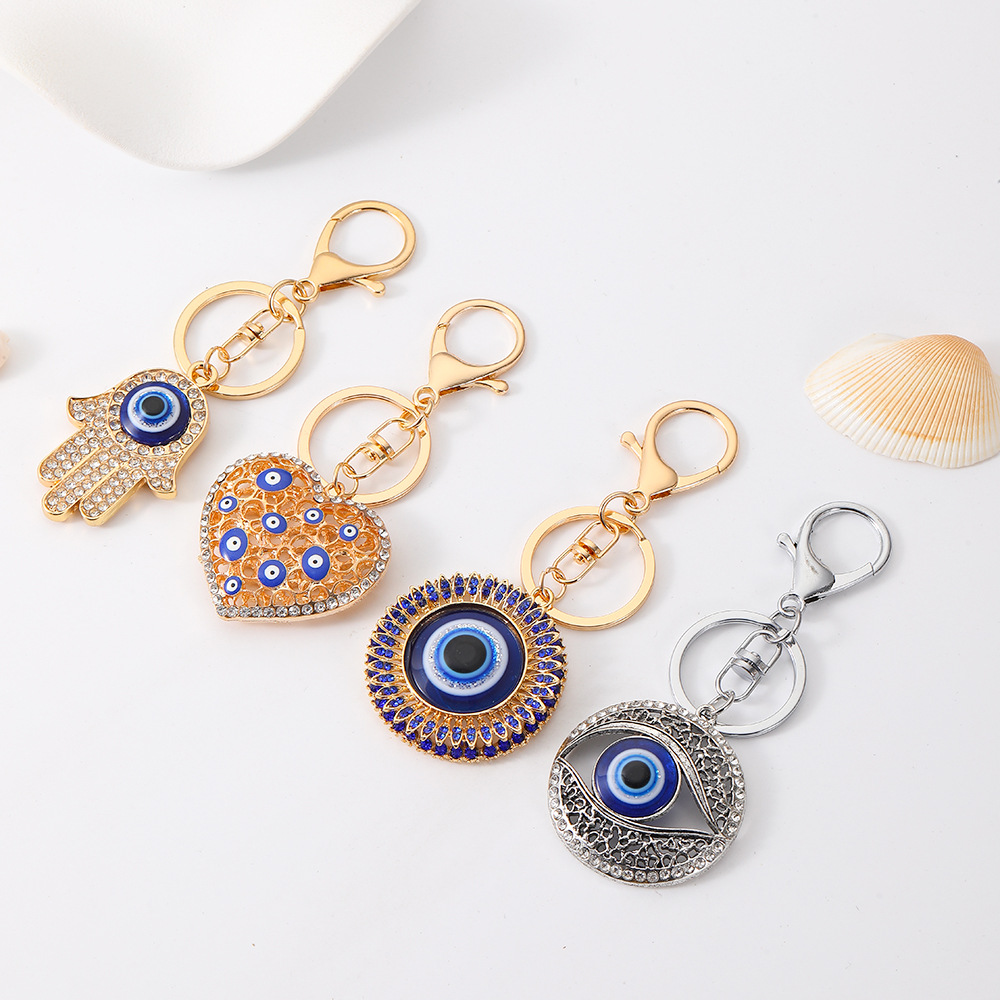 Rhinestone Eye Love Heart Palm Keychain Keyring Netby