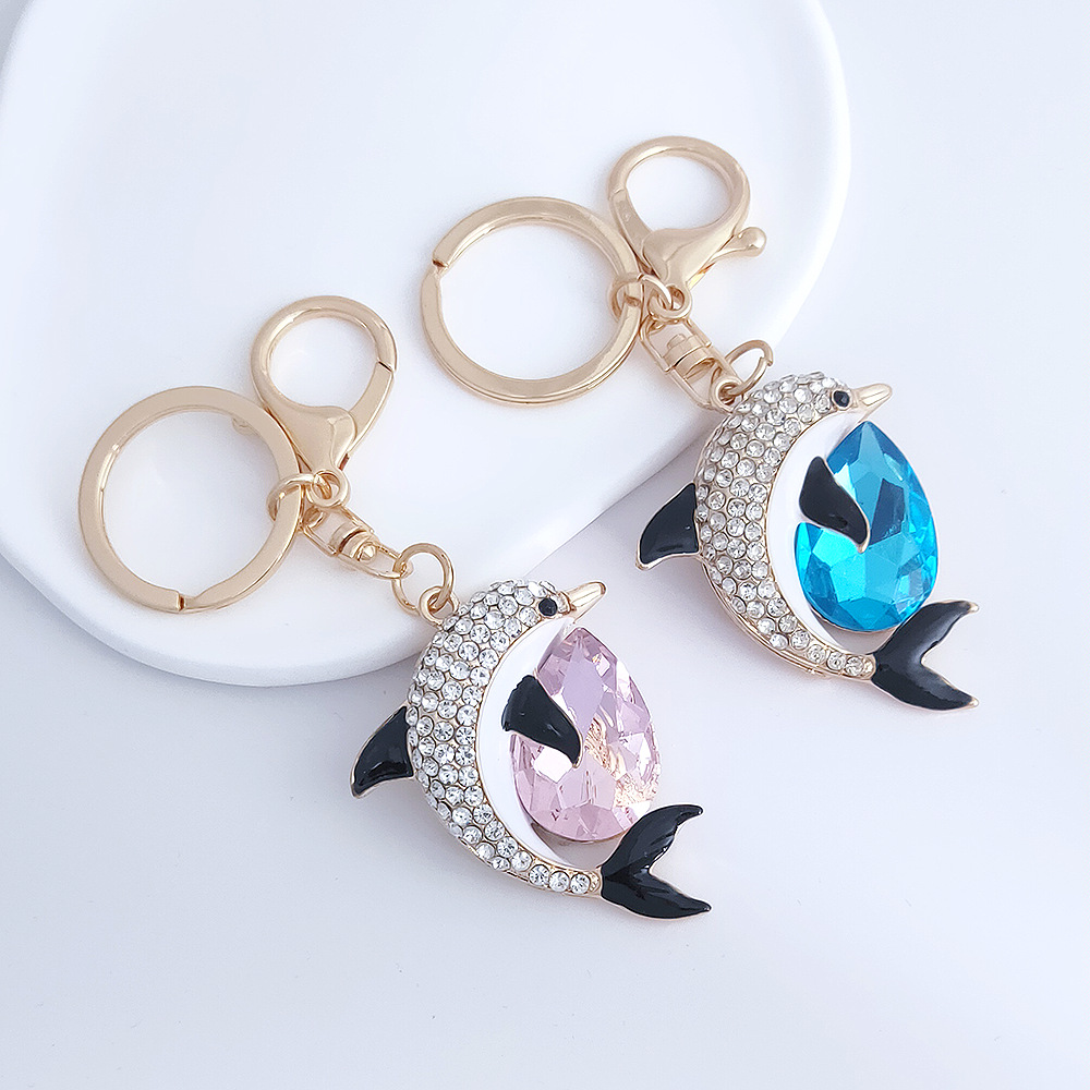 Rhinestone Dolphin Keychain Keyring Netby
