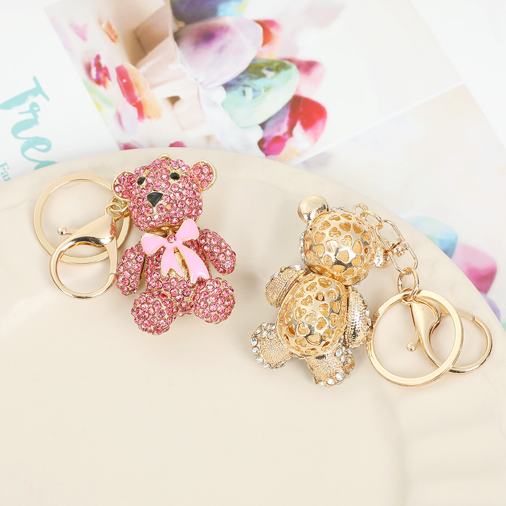 Rhinestone Bowknot Bear Keychain Keyring Netby