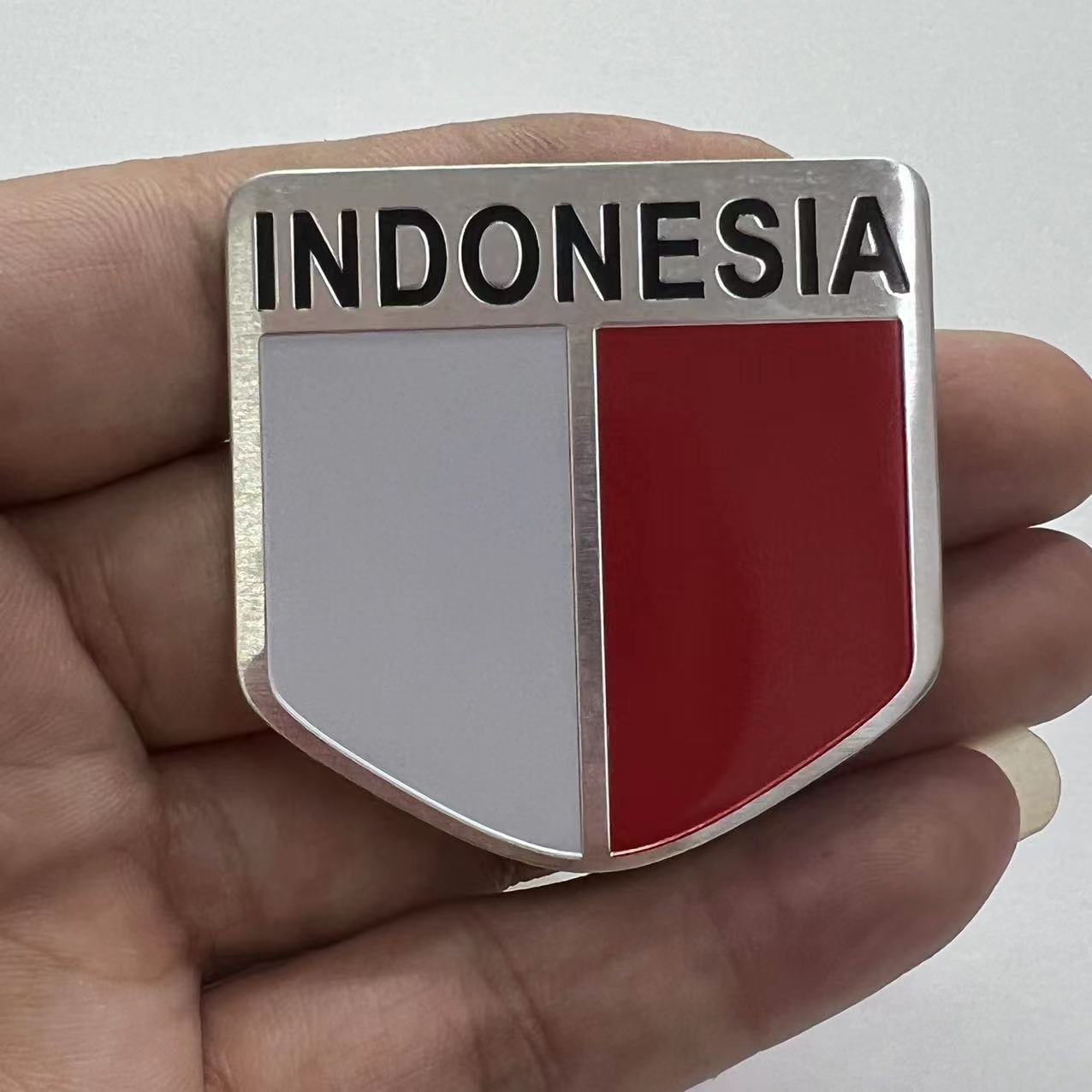 Aluminium Alloy Car Sticker with National Flag of Indonesia Netby