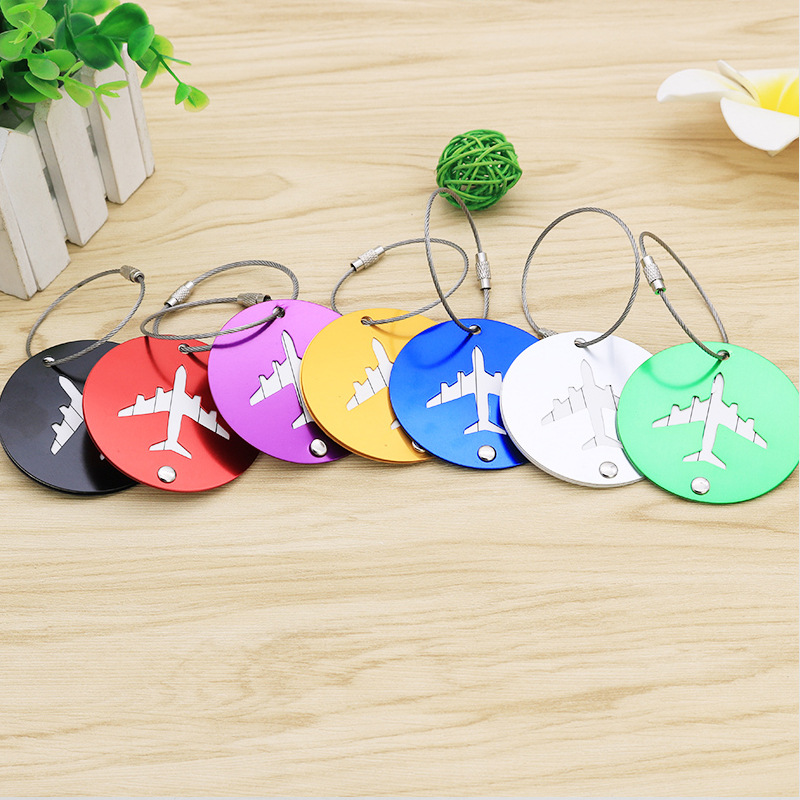 Wholesale 100 Pieces Aluminum Alloy Aircraft Boarding Passes Anti Lost Travel Backpack Luggage Tag With Key Rope Keychain Keyring Netby