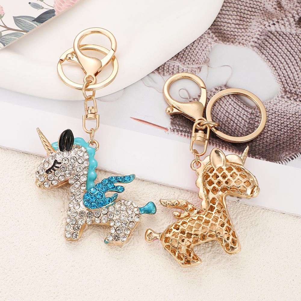 Rhinestone Unicorn Keychain Keyring Netby