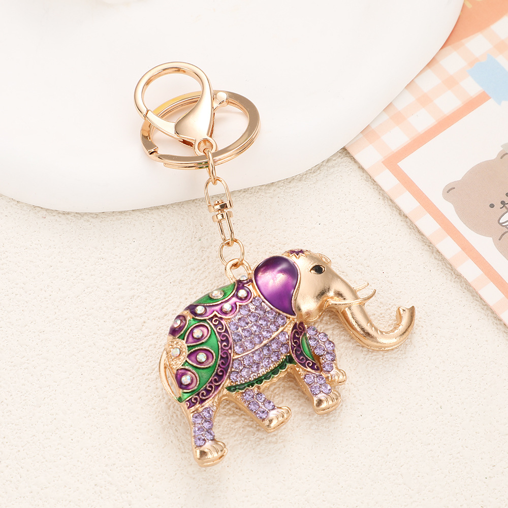 Rhinestone Elephant Keychain Keyring Netby