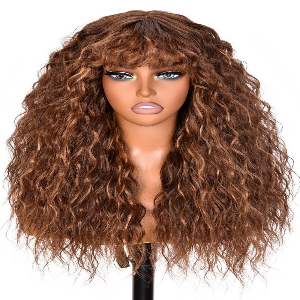 High Temperature Afro Curly Curly Synthetic Fiber lACE Wig for Women Breathable Netby