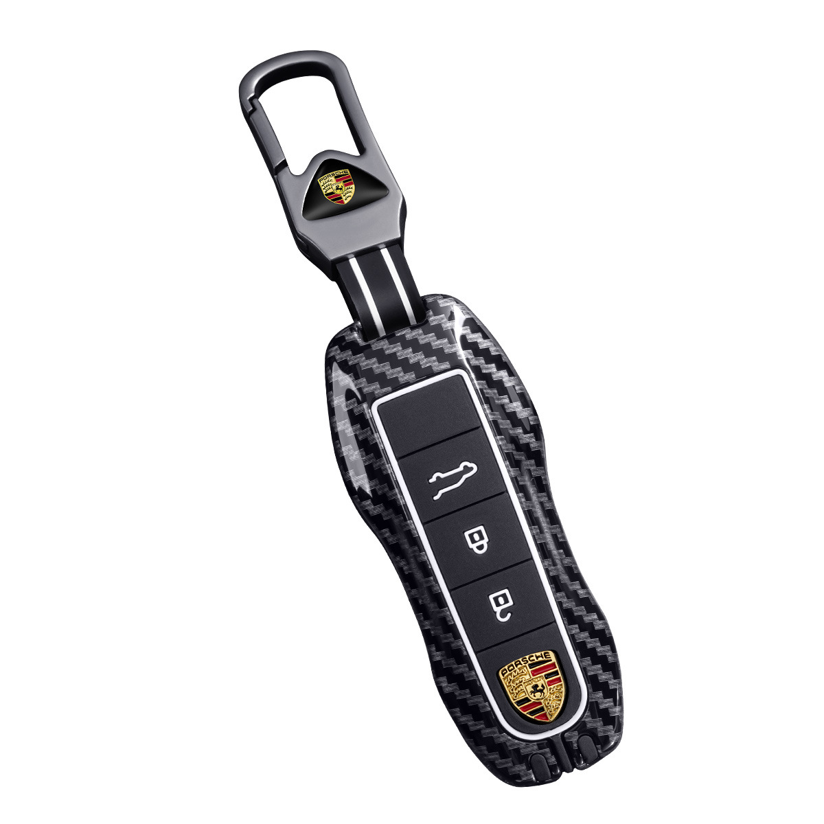 Carbon Fiber Print Car Key Case for Porsche Panamera Cayenne Macan 718 Taycan Netby
