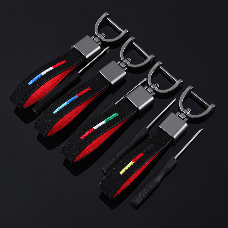 Alcantara National Flag Car Logo Keychain Keyring Keyfob for Italy Germany France BMW Netby