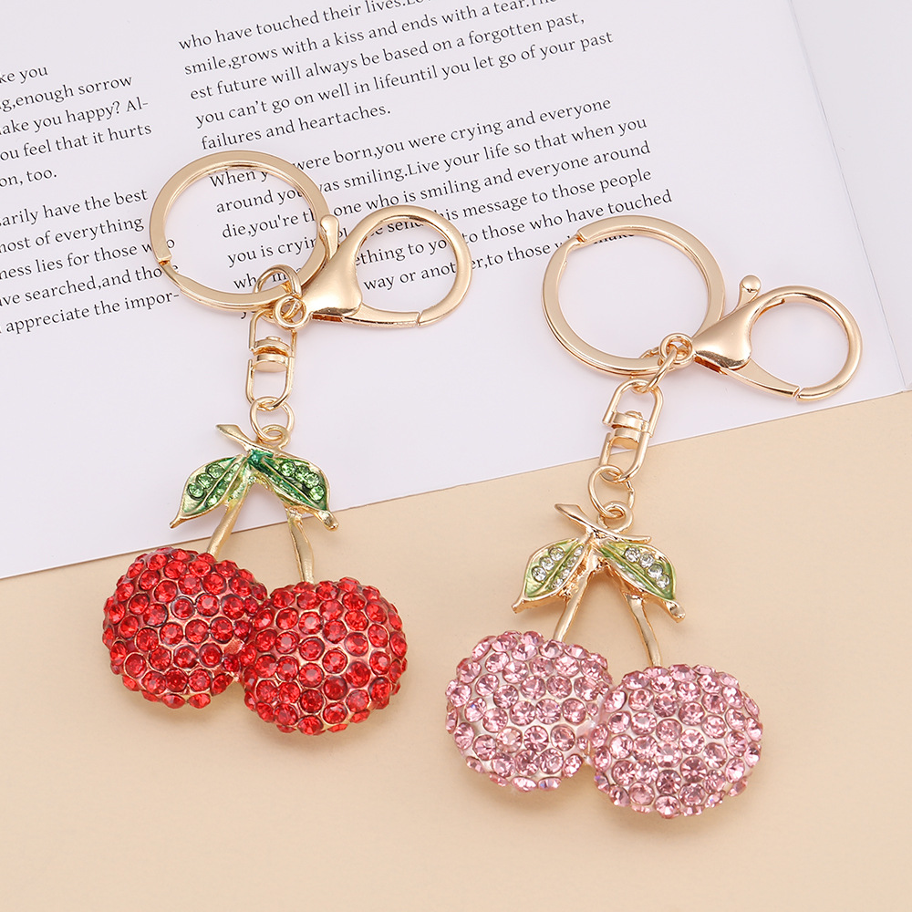 Rhinestone CHERRY Keychain Keyring Netby