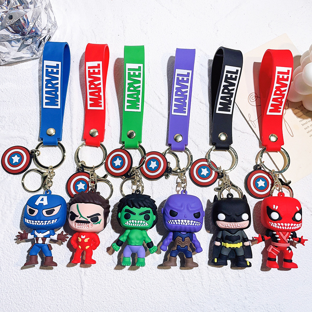 PVC Avengers Superhero Movie Keychain Keyring Captain America Hulk Thanos Spiderman Deadpool Ironman Thor Netby