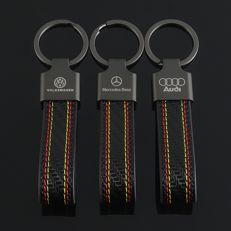 Carbon Fiber Car Logo Keychain Keyring Keyfob for Audi Benz Volkswagen VW Netby