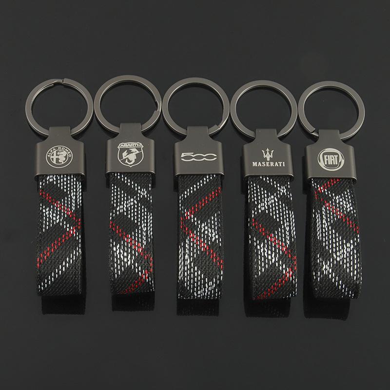 Knitting Car Logo Keychain Keyring Keyfob for Alfa Romeo Abarth Fiat 500 Maserati Netby