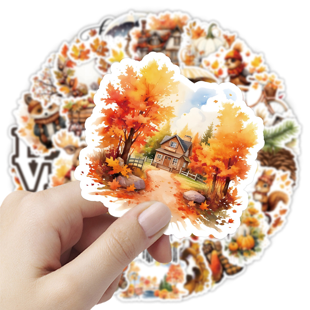 50pcs/pack Autumn Scenery Waterproof Sticker Netby