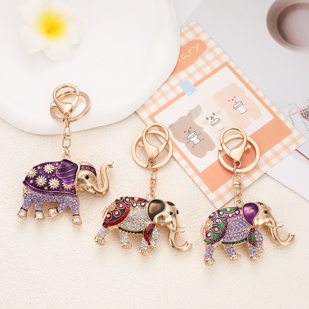 Rhinestone Elephant Keychain Keyring Netby