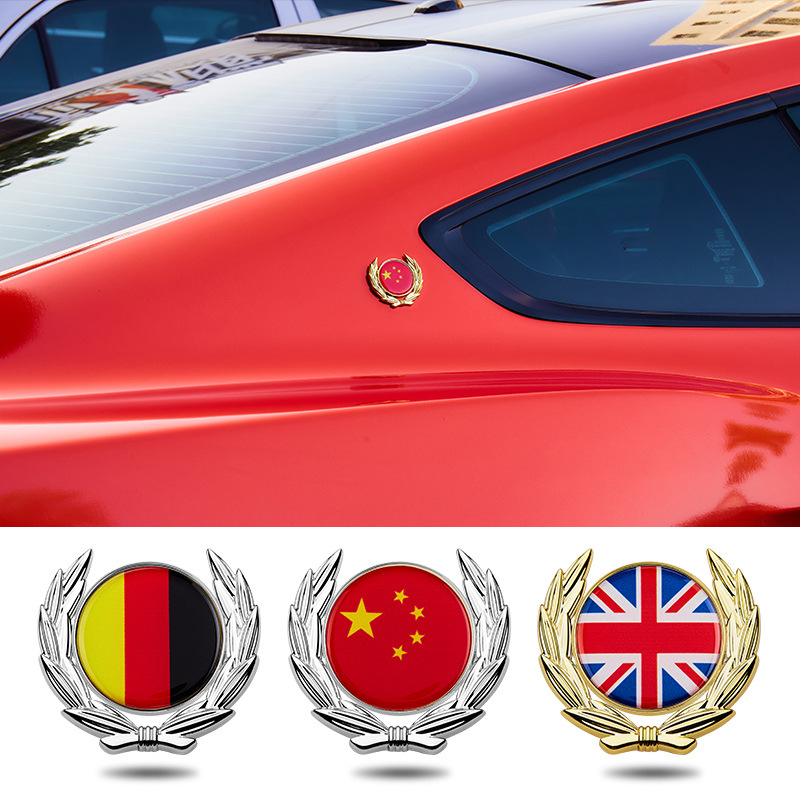 Metal National Flag Car Stickers of China USA UK France Germany Italy Netby