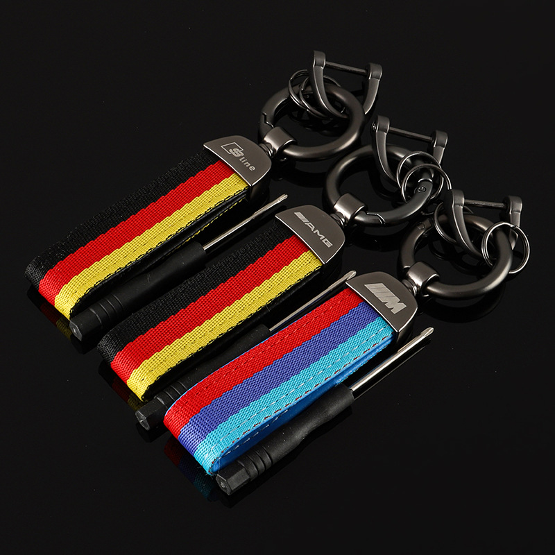 3 Strip Car Logo Keychain Keyring Keyfob for BMW M Benz AMG Audi Sline Netby
