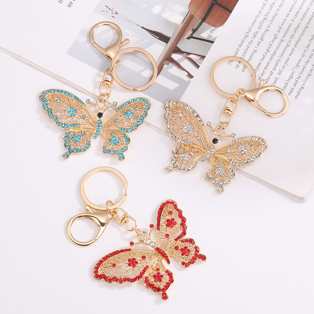 Rhinestone Butterfly Keychain Keyring Netby