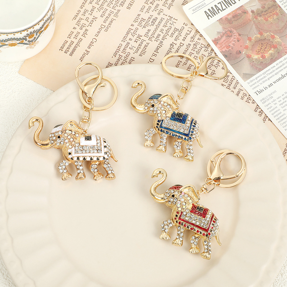 Rhinestone Elephant Keychain Keyring Netby
