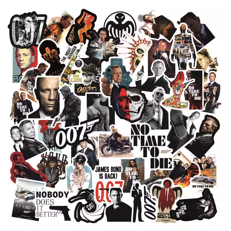 50pcs/pack Movie 007 James Bond Sticker Netby