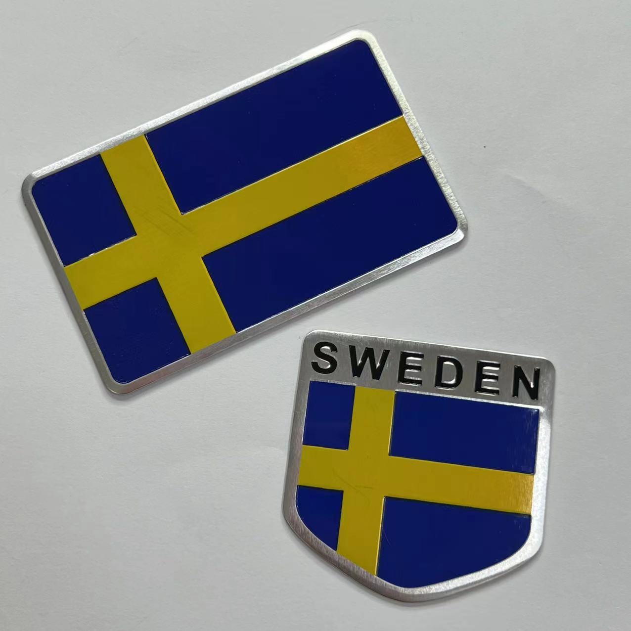 Aluminum Sweden National Flag Car Sticker Netby