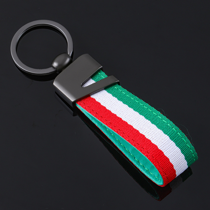 3 Strip Car Keychain Keyring Keyfob Gift for Customer Germany Italy National Flag Netby