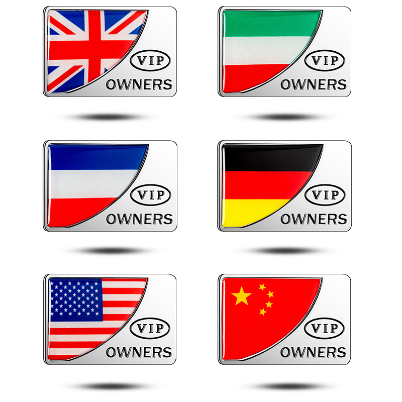 Metal Car Sticker with National Flag of China USA UK Italy France China Netby