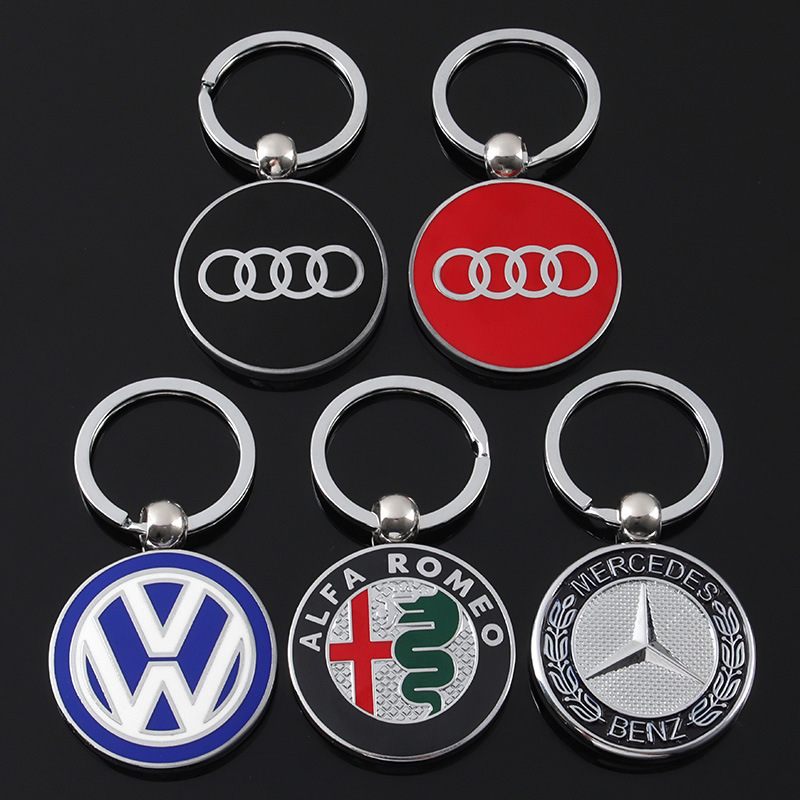 Metal Double Side Car Logo Keychain Keyring Keyfob for Audi Benz BMW Volkswagen VW Netby