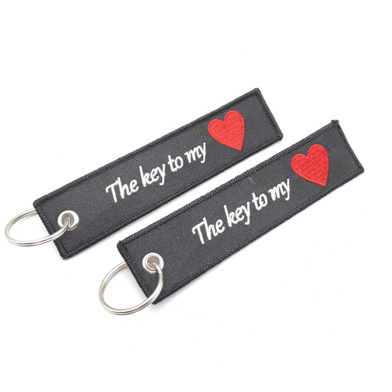 Short Cloth Strip Keyring Keychain for Motorbike with Logo Emblem Badge Netby