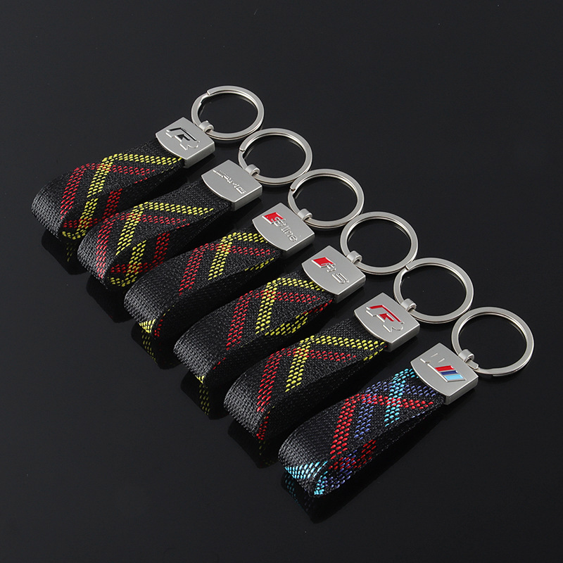 Knitting Car Logo Keychain Keyring Keyfob for Audi Sline RS Benz AMG BMW M Volkswagen VW R RLINE Netby