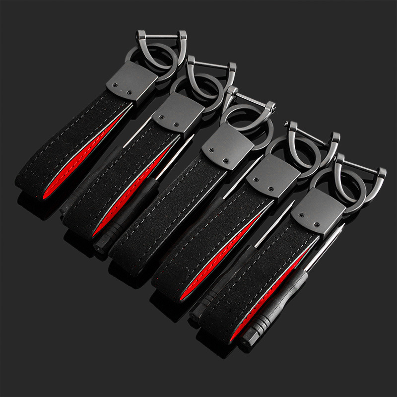 Alcantara Leather Car Logo Keychain Keyring Keyfob for Abarth Maserati Fiat 500 Alfa Romeo Netby