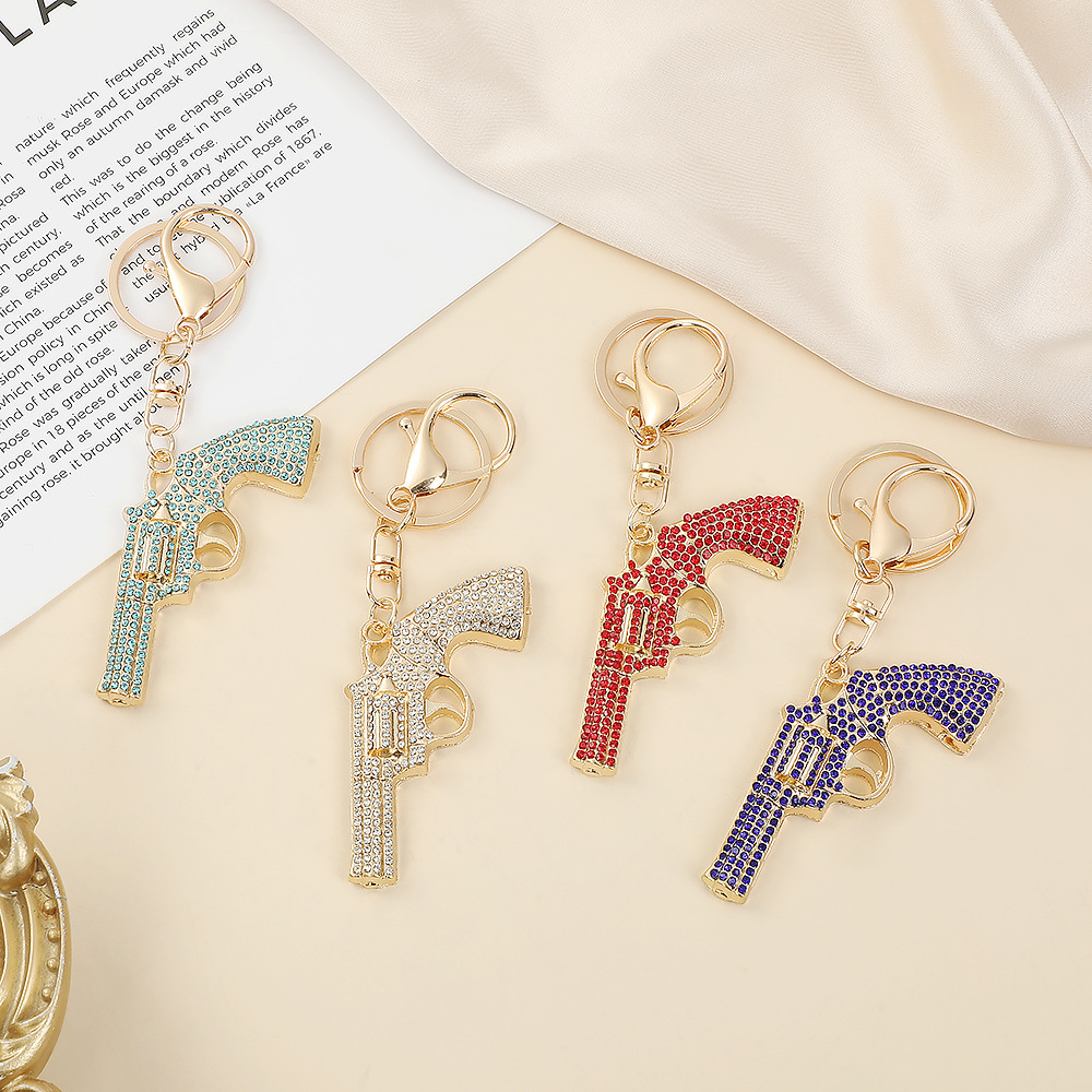 Rhinestone Pistol Gun Keychain Keyring Netby
