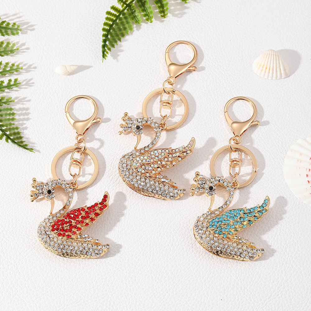 Swan Rhinestone Keychain Keyring Netby