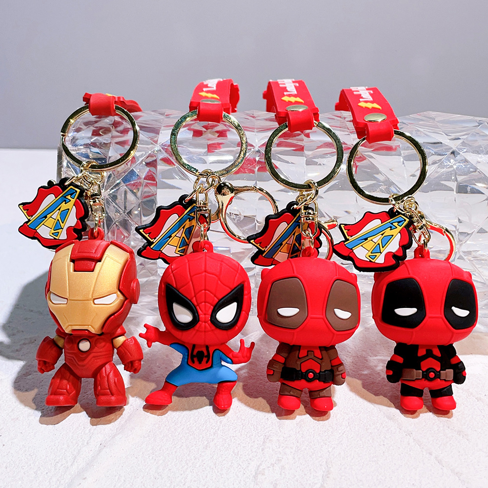 Animation Deadpool Spiderman Q Edition Avengers Keychain Keyring Captain America Hulk Venom Ironman Spiderman Netby