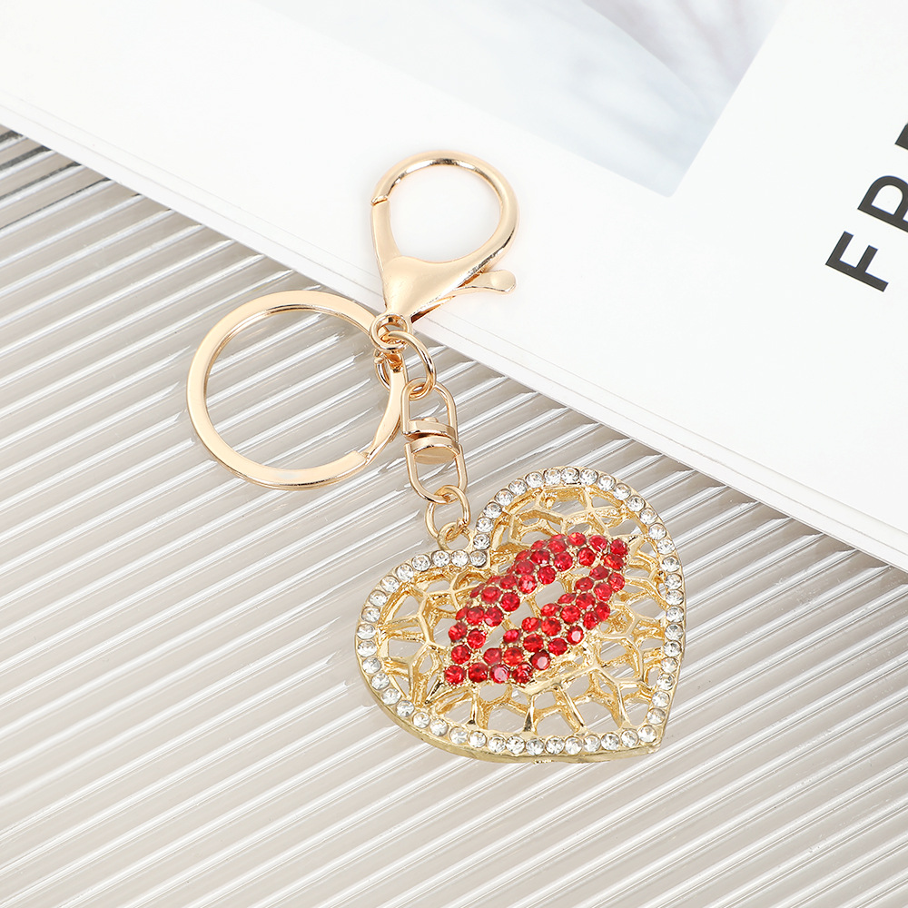 Heart Shaped Lip Rhinestone Keychain Keyring Netby