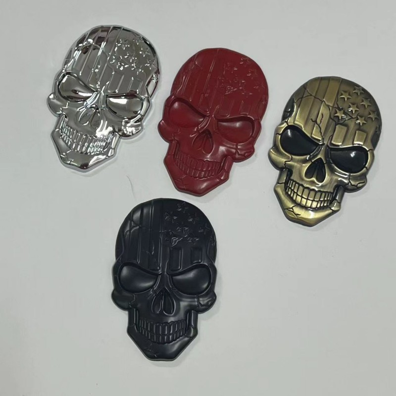 Metal Skull Car Sticker American National Flag Netby
