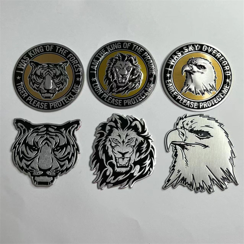Aluminum Alloy Animal Head Car Sticker Tiger Eagle Lion Netby