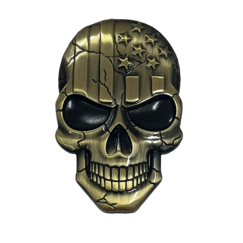 Metal Skull Car Sticker American National Flag Netby