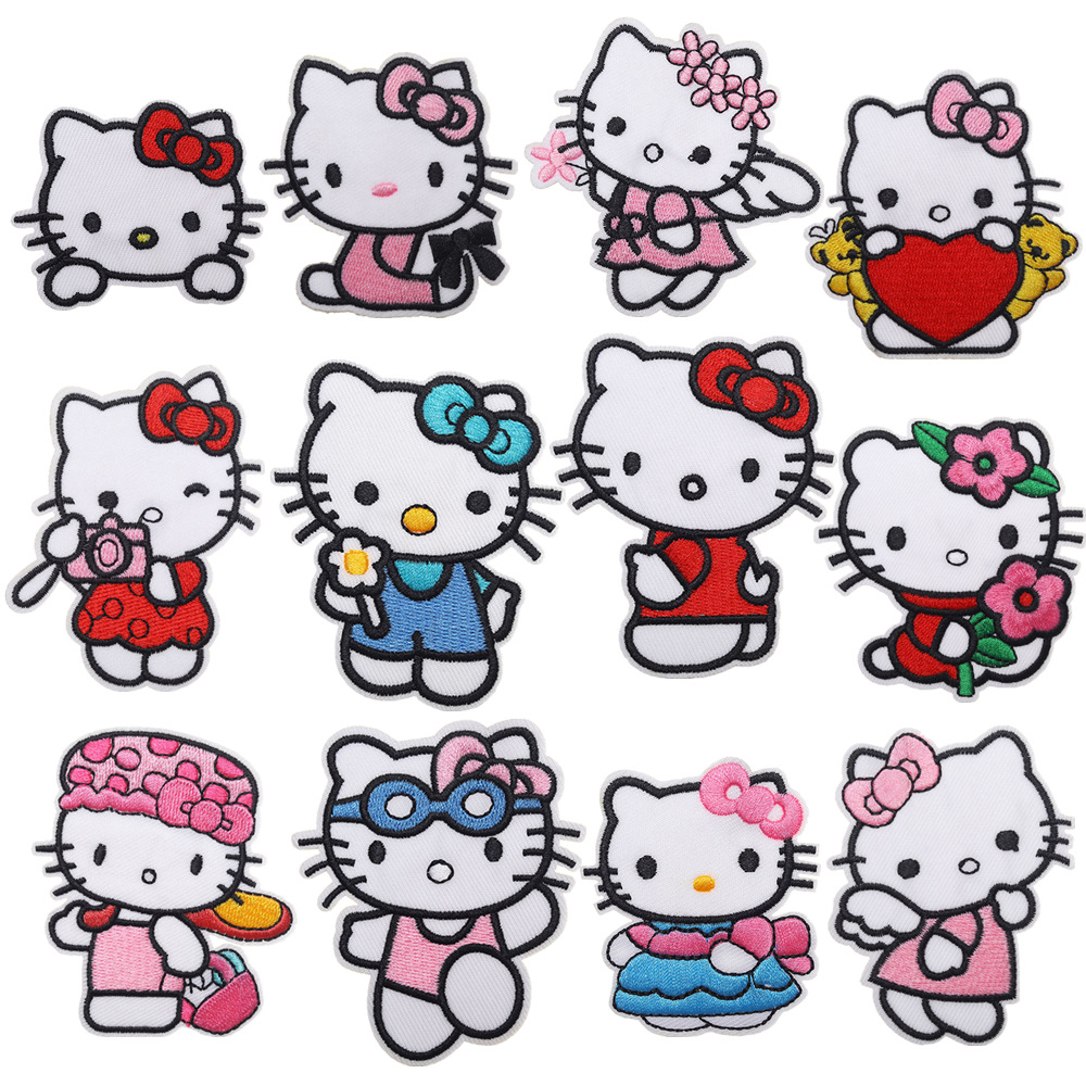Embroidery Hello Kitty Cute Cat Fabric Sticker Patch Netby