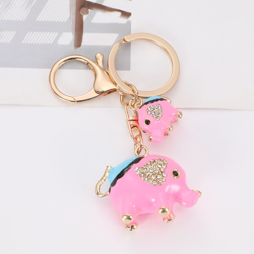Rhinestone Oil Drop Style Elephant Keychain Keyring Netby