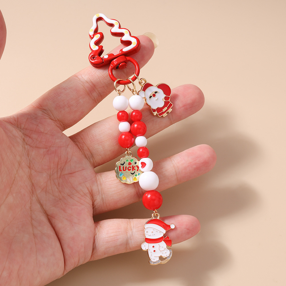 Beaded Snowman Festival Christmas Keychain Keyring Netby