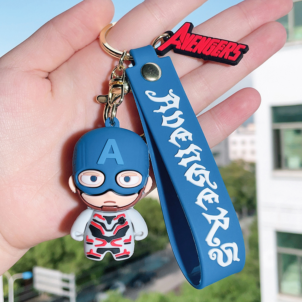 PVC Avengers Superhero Movie Keychain Keyring Captain America Hulk Thanos Spiderman Deadpool Ironman Thor Netby