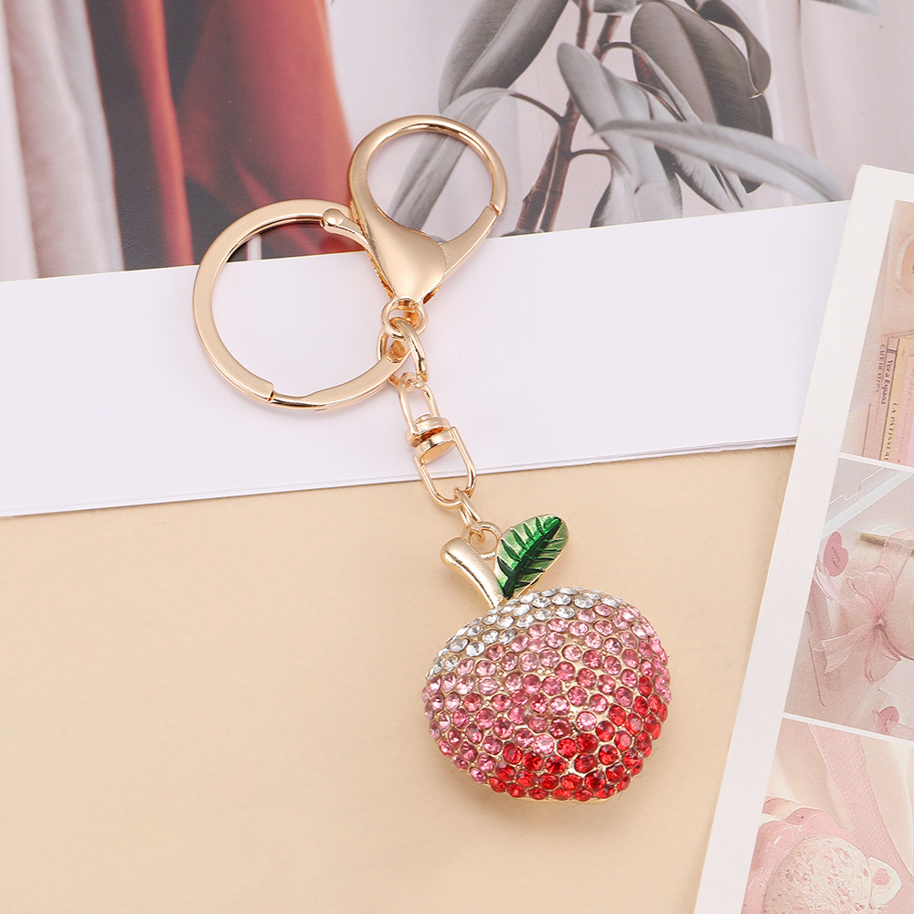 Rhinestone Peach Keychain Keyring Netby