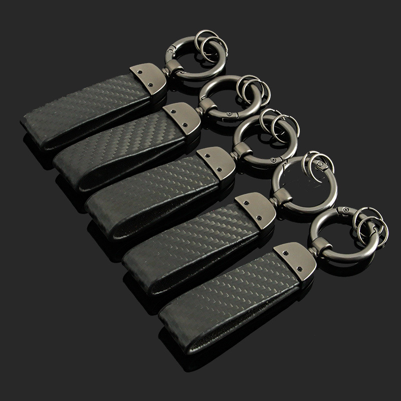 Leather Carbon Fiber Belt Car Logo Keychain Keyring Keyfob for Audi Sline RS Benz AMG BMW M Volkswagen VW R RLINE Netby